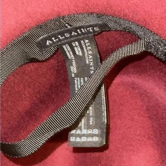 ALL SAINTS Designer Women’s Wool Logo Rivet Lux Fedora Wide Brim Hat - Picture 12 of 15